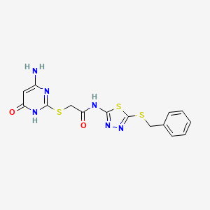 2-[(4-amino-6-oxo-1,6-dihydro-2-pyrimidinyl)thio]-N-[5-(benzylthio)-1,3,4-thiadiazol-2-yl]acetamide