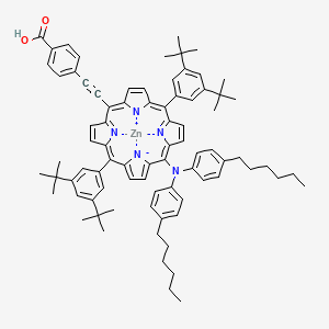 molecular formula C81H89N5O2Zn B611876 4-[2-[10,20-Bis(3,5-ditert-butylphenyl)-15-(4-hexyl-N-(4-hexylphenyl)anilino)porphyrin-22,24-diid-5-yl]ethynyl]benzoic acid;zinc CAS No. 1201915-91-4
