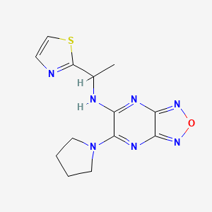 molecular formula C13H15N7OS B6118763 6-(1-pyrrolidinyl)-N-[1-(1,3-thiazol-2-yl)ethyl][1,2,5]oxadiazolo[3,4-b]pyrazin-5-amine 