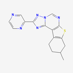 molecular formula C16H14N6S B6118847 9-methyl-2-(2-pyrazinyl)-8,9,10,11-tetrahydro[1]benzothieno[3,2-e][1,2,4]triazolo[1,5-c]pyrimidine 