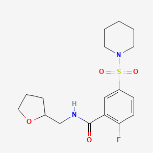 molecular formula C17H23FN2O4S B6118853 2-fluoro-5-(1-piperidinylsulfonyl)-N-(tetrahydro-2-furanylmethyl)benzamide 
