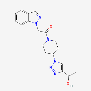 molecular formula C18H22N6O2 B6118856 1-{1-[1-(1H-indazol-1-ylacetyl)-4-piperidinyl]-1H-1,2,3-triazol-4-yl}ethanol 