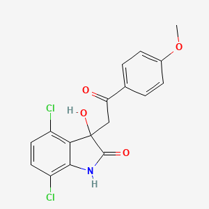molecular formula C17H13Cl2NO B611886 4,7-二氯-3-羟基-3-[2-(4-甲氧基苯基)-2-氧代乙基]-1H-吲哚-2-酮 CAS No. 1037184-44-3
