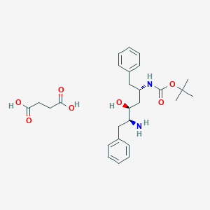 molecular formula C27H38N2O7 B061189 (2S,3S,5S)-5-tert-Butyloxycarbonylamino-2-amino-3-hydroxy-1,6-diphenylhexane succinate CAS No. 169870-02-4
