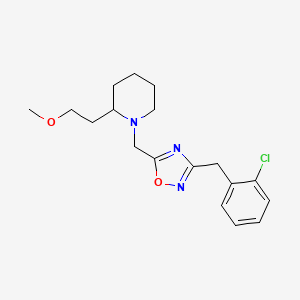 molecular formula C18H24ClN3O2 B6118902 1-{[3-(2-chlorobenzyl)-1,2,4-oxadiazol-5-yl]methyl}-2-(2-methoxyethyl)piperidine 