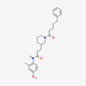 N-(4-methoxy-2-methylphenyl)-3-[1-(5-phenylpentanoyl)-3-piperidinyl]propanamide