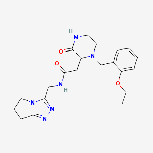molecular formula C21H28N6O3 B6118947 N-(6,7-dihydro-5H-pyrrolo[2,1-c][1,2,4]triazol-3-ylmethyl)-2-[1-(2-ethoxybenzyl)-3-oxo-2-piperazinyl]acetamide 