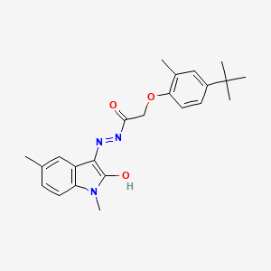 molecular formula C23H27N3O3 B6118967 2-(4-tert-butyl-2-methylphenoxy)-N'-(1,5-dimethyl-2-oxo-1,2-dihydro-3H-indol-3-ylidene)acetohydrazide 