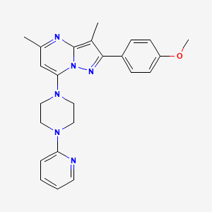 molecular formula C24H26N6O B6118979 2-(4-methoxyphenyl)-3,5-dimethyl-7-[4-(2-pyridinyl)-1-piperazinyl]pyrazolo[1,5-a]pyrimidine 