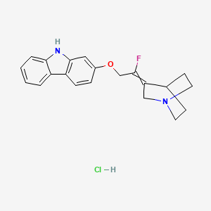 molecular formula C21H22ClFN2O B611899 2-[2-(1-氮杂双环[2.2.2]辛烷-3-亚甲基)-2-氟乙氧基]-9H-咔唑；盐酸盐 CAS No. 182959-33-7
