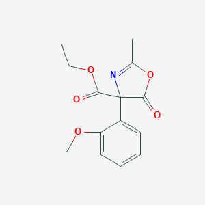molecular formula C14H15NO5 B061190 Ethyl 4-(2-methoxyphenyl)-2-methyl-5-oxo-1,3-oxazole-4-carboxylate CAS No. 162247-67-8