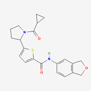 molecular formula C21H22N2O3S B6119022 5-[1-(cyclopropylcarbonyl)-2-pyrrolidinyl]-N-(1,3-dihydro-2-benzofuran-5-yl)-2-thiophenecarboxamide 