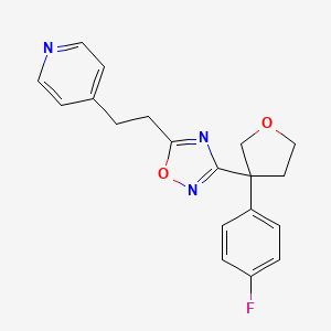molecular formula C19H18FN3O2 B6119037 4-(2-{3-[3-(4-fluorophenyl)tetrahydro-3-furanyl]-1,2,4-oxadiazol-5-yl}ethyl)pyridine 