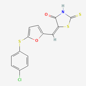 molecular formula C14H8ClNO2S3 B6119044 5-({5-[(4-chlorophenyl)thio]-2-furyl}methylene)-2-thioxo-1,3-thiazolidin-4-one 