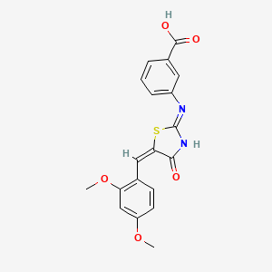 molecular formula C19H16N2O5S B6119075 3-{[5-(2,4-dimethoxybenzylidene)-4-oxo-4,5-dihydro-1,3-thiazol-2-yl]amino}benzoic acid 