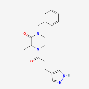 1-benzyl-3-methyl-4-[3-(1H-pyrazol-4-yl)propanoyl]-2-piperazinone