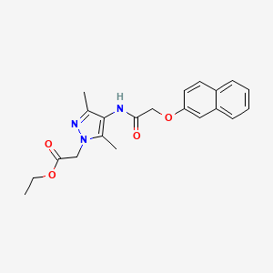 molecular formula C21H23N3O4 B6119176 ethyl (3,5-dimethyl-4-{[(2-naphthyloxy)acetyl]amino}-1H-pyrazol-1-yl)acetate 