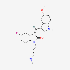 B611918 1-[3-(dimethylamino)propyl]-5-fluoro-1,3-dihydro-3-[(5-methoxy-1H-indol-3-yl)methylene]-2H-Indol-2-one CAS No. 1243148-19-7