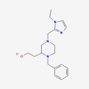 molecular formula C19H28N4O B6119200 2-{1-benzyl-4-[(1-ethyl-1H-imidazol-2-yl)methyl]-2-piperazinyl}ethanol 