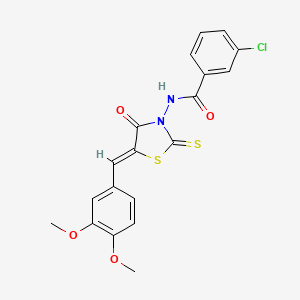 molecular formula C19H15ClN2O4S2 B6119211 3-chloro-N-[5-(3,4-dimethoxybenzylidene)-4-oxo-2-thioxo-1,3-thiazolidin-3-yl]benzamide 