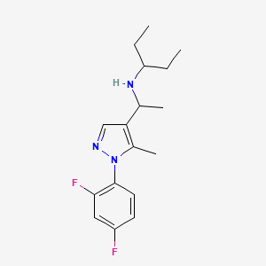 molecular formula C17H23F2N3 B6119217 N-{1-[1-(2,4-difluorophenyl)-5-methyl-1H-pyrazol-4-yl]ethyl}-3-pentanamine 