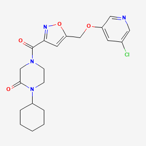 molecular formula C20H23ClN4O4 B6119230 4-[(5-{[(5-chloro-3-pyridinyl)oxy]methyl}-3-isoxazolyl)carbonyl]-1-cyclohexyl-2-piperazinone 