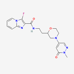 molecular formula C19H21FN6O3 B6119241 3-fluoro-N-{2-[4-(1-methyl-6-oxo-1,6-dihydropyridazin-4-yl)morpholin-2-yl]ethyl}imidazo[1,2-a]pyridine-2-carboxamide 