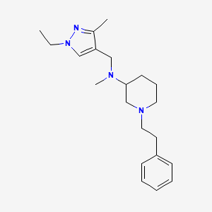 molecular formula C21H32N4 B6119275 N-[(1-ethyl-5-methyl-1H-pyrazol-4-yl)methyl]-N-methyl-1-(2-phenylethyl)piperidin-3-amine 