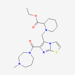 molecular formula C21H31N5O3S B6119331 ethyl 1-({6-[(4-methyl-1,4-diazepan-1-yl)carbonyl]imidazo[2,1-b][1,3]thiazol-5-yl}methyl)-2-piperidinecarboxylate 