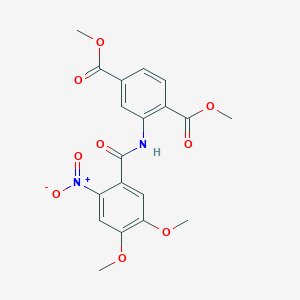 molecular formula C19H18N2O9 B6119384 dimethyl 2-[(4,5-dimethoxy-2-nitrobenzoyl)amino]terephthalate 