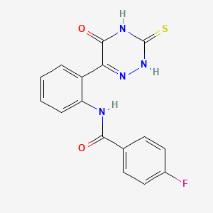 molecular formula C16H11FN4O2S B6119420 4-fluoro-N-[2-(5-oxo-3-thioxo-2,3,4,5-tetrahydro-1,2,4-triazin-6-yl)phenyl]benzamide 