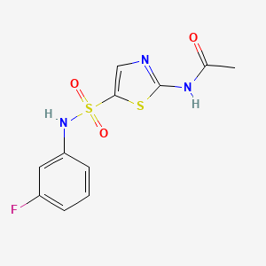 molecular formula C11H10FN3O3S2 B6119424 N-(5-{[(3-fluorophenyl)amino]sulfonyl}-1,3-thiazol-2-yl)acetamide 