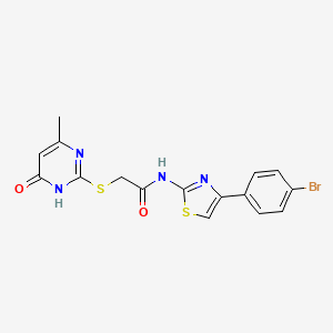 molecular formula C16H13BrN4O2S2 B6119453 N-[4-(4-bromophenyl)-1,3-thiazol-2-yl]-2-[(4-methyl-6-oxo-1,6-dihydro-2-pyrimidinyl)thio]acetamide 