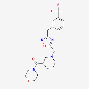 molecular formula C21H25F3N4O3 B6119469 4-{[1-({3-[3-(trifluoromethyl)benzyl]-1,2,4-oxadiazol-5-yl}methyl)-3-piperidinyl]carbonyl}morpholine 