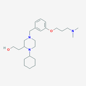 molecular formula C24H41N3O2 B6119527 2-(1-cyclohexyl-4-{3-[3-(dimethylamino)propoxy]benzyl}-2-piperazinyl)ethanol 