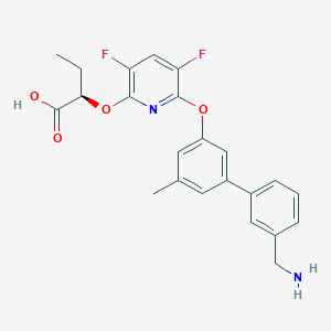 molecular formula C23H22F2N2O4 B611953 (R)-2-((6-((3'-(氨甲基)-5-甲基-[1,1'-联苯]-3-基)氧基)-3,5-二氟吡啶-2-基)氧基)丁酸 CAS No. 2254001-81-3