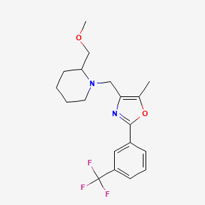 molecular formula C19H23F3N2O2 B6119533 2-(methoxymethyl)-1-({5-methyl-2-[3-(trifluoromethyl)phenyl]-1,3-oxazol-4-yl}methyl)piperidine 