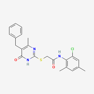 molecular formula C22H22ClN3O2S B6119543 2-[(5-benzyl-4-methyl-6-oxo-1,6-dihydro-2-pyrimidinyl)thio]-N-(2-chloro-4,6-dimethylphenyl)acetamide 
