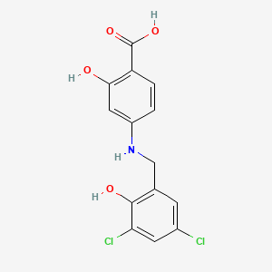 molecular formula C14H11Cl2NO4 B611955 4-((3,5-二氯-2-羟基苯甲基)氨基)-2-羟基苯甲酸 CAS No. 1181226-02-7