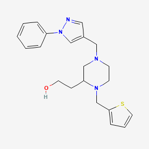 molecular formula C21H26N4OS B6119552 2-[4-[(1-phenyl-1H-pyrazol-4-yl)methyl]-1-(2-thienylmethyl)-2-piperazinyl]ethanol 