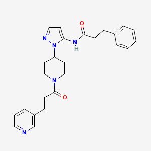 molecular formula C25H29N5O2 B6119578 3-phenyl-N-(1-{1-[3-(3-pyridinyl)propanoyl]-4-piperidinyl}-1H-pyrazol-5-yl)propanamide 