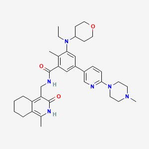 molecular formula C36H48N6O3 B611958 3-[乙基(氧杂环-4-基)氨基]-2-甲基-N-[(1-甲基-3-氧代-5,6,7,8-四氢-2H-异喹啉-4-基)甲基]-5-[6-(4-甲基哌嗪-1-基)吡啶-3-基]苯甲酰胺 CAS No. 1826865-46-6