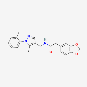 molecular formula C22H23N3O3 B6119580 2-(1,3-benzodioxol-5-yl)-N-{1-[5-methyl-1-(2-methylphenyl)-1H-pyrazol-4-yl]ethyl}acetamide 