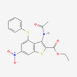 molecular formula C19H16N2O5S2 B6119592 ethyl 3-(acetylamino)-6-nitro-4-(phenylthio)-1-benzothiophene-2-carboxylate 