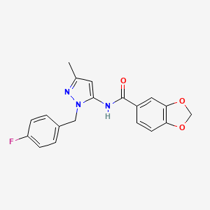 molecular formula C19H16FN3O3 B6119593 N-[1-(4-fluorobenzyl)-3-methyl-1H-pyrazol-5-yl]-1,3-benzodioxole-5-carboxamide 