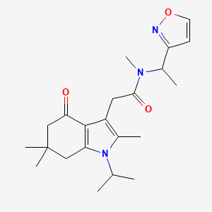 molecular formula C22H31N3O3 B6119618 2-(1-isopropyl-2,6,6-trimethyl-4-oxo-4,5,6,7-tetrahydro-1H-indol-3-yl)-N-[1-(3-isoxazolyl)ethyl]-N-methylacetamide 