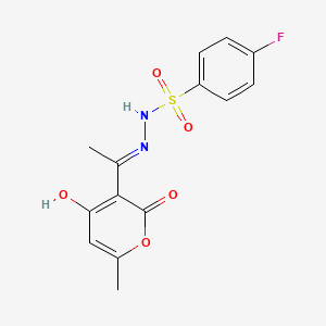 4-fluoro-N'-[1-(4-hydroxy-6-methyl-2-oxo-2H-pyran-3-yl)ethylidene]benzenesulfonohydrazide