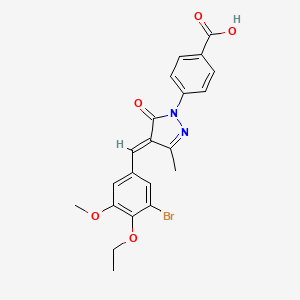 molecular formula C21H19BrN2O5 B6119634 4-[4-(3-bromo-4-ethoxy-5-methoxybenzylidene)-3-methyl-5-oxo-4,5-dihydro-1H-pyrazol-1-yl]benzoic acid 