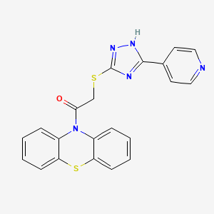 molecular formula C21H15N5OS2 B6119642 10-({[5-(4-pyridinyl)-4H-1,2,4-triazol-3-yl]thio}acetyl)-10H-phenothiazine 