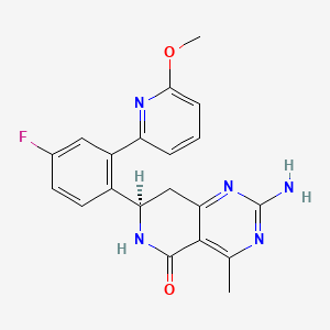 molecular formula C20H18FN5O2 B611965 (R)-2-氨基-7-(4-氟-2-(6-甲氧基吡啶-2-基)苯基)-4-甲基-7,8-二氢-6H-吡啶并(4,3-d)嘧啶-5-酮 CAS No. 934343-74-5
